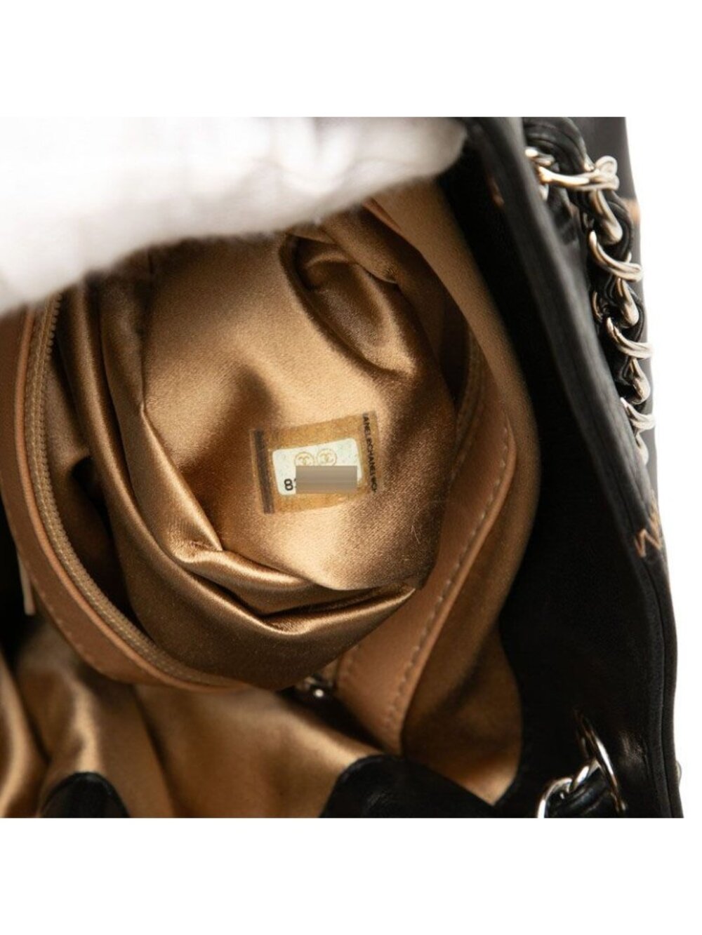 ★SOLD★ Chanel CC Logo Fringe Chain Shoulder Bag Black Leather - Picture 6 of 7